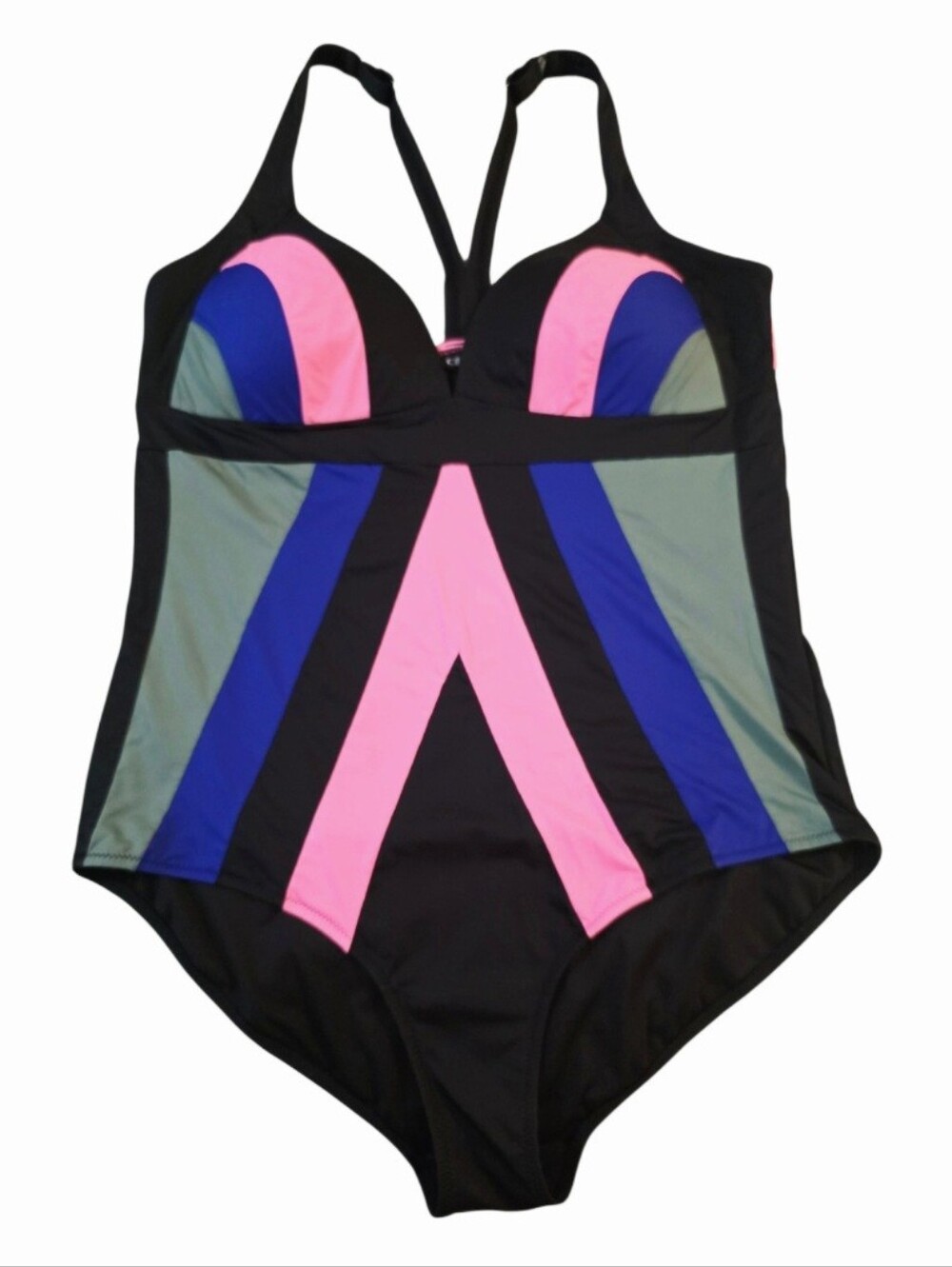 City Chic Colorblock One Piece Swimsuit L - Picture 2 of 12